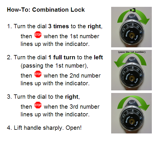 How do you use a combination lock?
